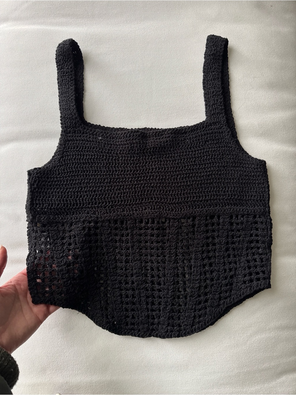 Black Crochet Crop Tank Top by Rebellion Again 100% Cotton - Picture 7 of 8